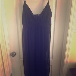 BooHoo + Deep Plunge Wide Leg Black Sheer Jumpsuit